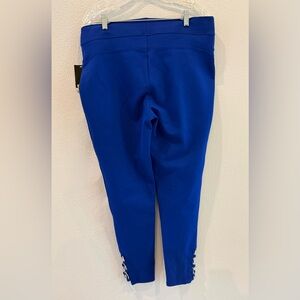 Women's Blue Cropped Pants with silver styling trim